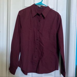 Burgundy Cotton Button Up Blouse